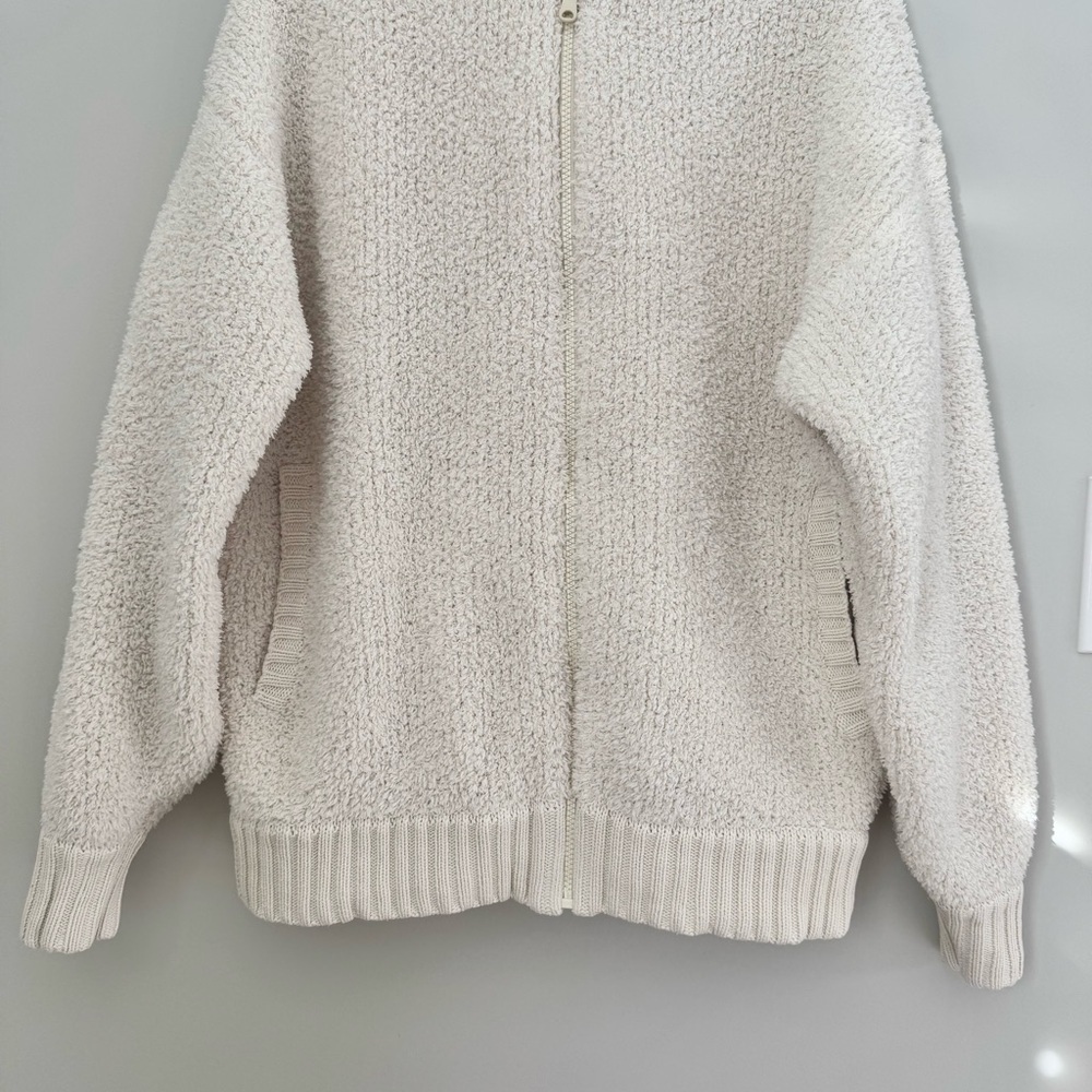 Aerie Soft Cream OVERSIZED RECYCLED FABRIC Full Zip Sherpa Cardigan S - Picture 13 of 16